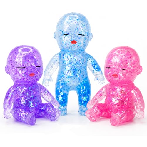 3Pcs Baby Squishy Stress Toy Slow Rising Transparent Squeeze Soft Stretchy Fidget Toy for Anxiety Relief Cute Sensory Squishies Novelty Party Favor