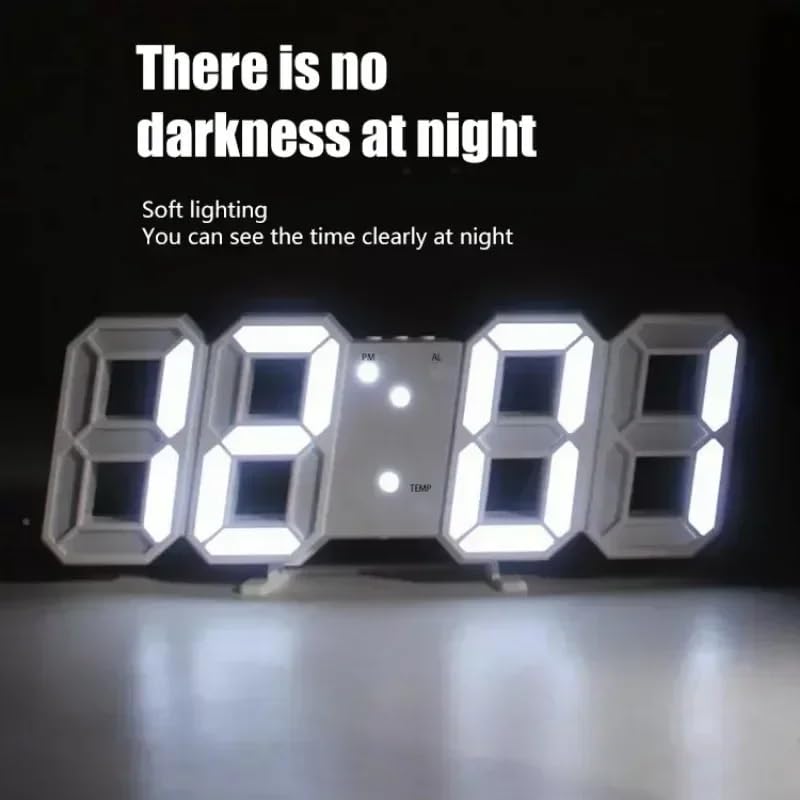 VIVITO 3D LED Digital Wall Clock with Auto-Dimming Display & Alarm | USB Powered, Time/Date/Temperature Display | Modern Wall & Table Clock for Home, Office | Multicolor | (Pack of 1) 1