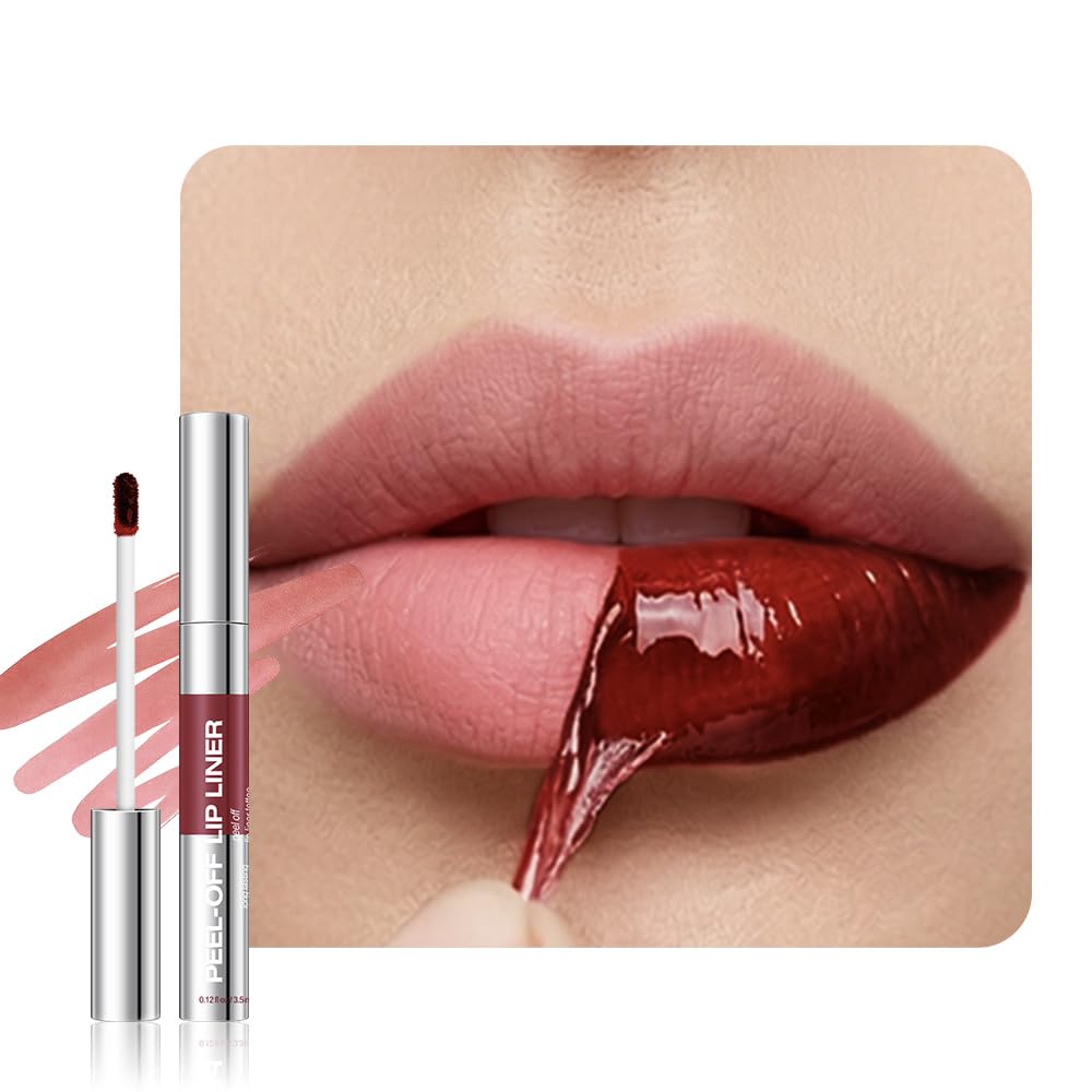 Peel Off Matte Liquid Lip Gloss Stain-Lip Liner, Light Brown Tattoo Peel Off Lip Stain, L…