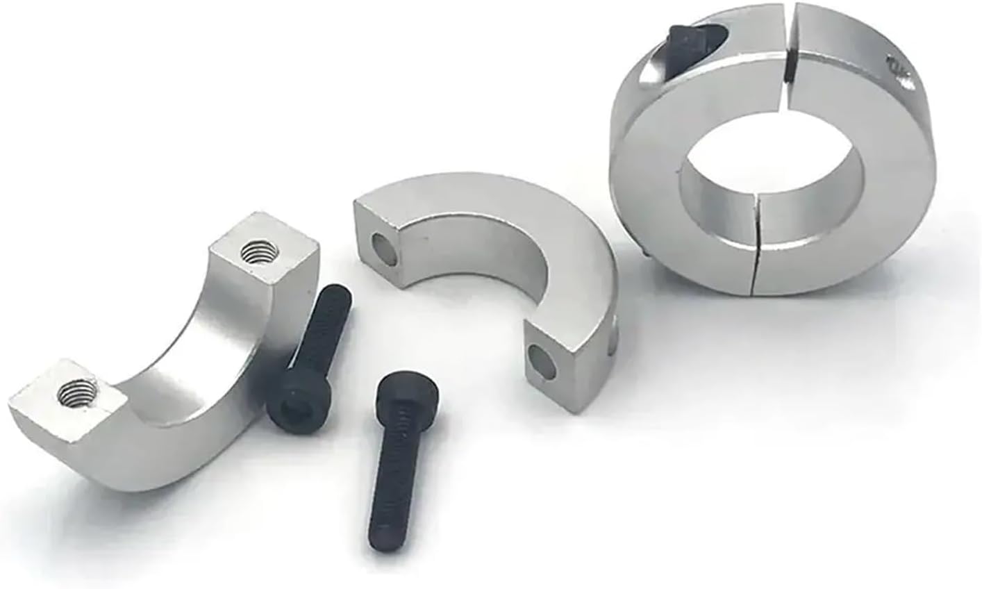 Double Split Clamp-On Shaft Collar， Aluminum Alloy Double Split Shaft Collar Fixed Locking Limit Ring For 6-20mm With Screws(10mm)