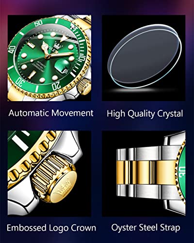 Image of OLEVS Men Watches Stainless Steel Chronograph Watch, Large Wrist Analog Quartz Watch, Fashion Waterproof Diamond Roman Numerals Dress Watches for Men, Gold /Black /White /Blue /Grey Dial