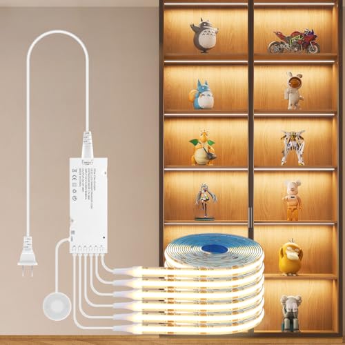 AIMENGTE Cabinet Light 12V COB LED Strip Lights, 6-in-1 Penetrable Touch Dimming, Suitable for Wine...