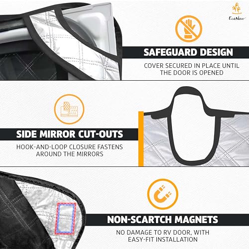 Image of EcoNour RV Windshield Cover for Ice and Snow | Ford E450-Compatible with Class C RV Ford (1997-2025) | RV Snow Covers for Windshield & Side Window with Mirror Cut-Outs | XXX-Large