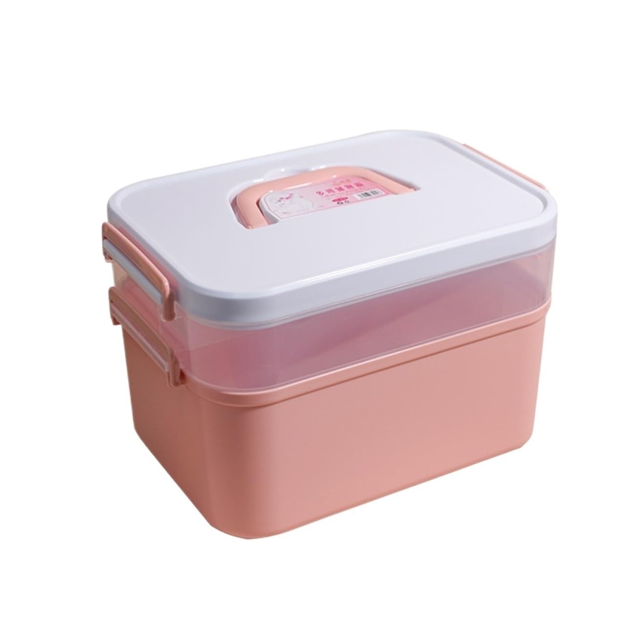 Organizador Esmaltes Uñas Contenedores De Almacenamiento Plástico 2 Capas con Tapas, Caja Multiusos For Herramientas Uñas para Mesa Tocador(Pink)