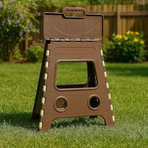 Image of 18 Inch Folding Step Stool,Super Strong Foldable Stool for Adults & Kids, Portable Plastic Step Stool, Non Slip Folding Stools for Kitchen, Bathroom, Bedroom, Office