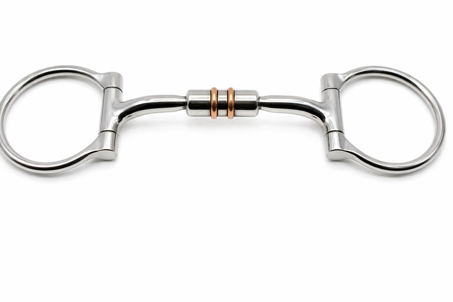 Stainless Steel 5" Mouth D-Ring Comfort Snaffle Horse Bit Copper Rollers 35515B