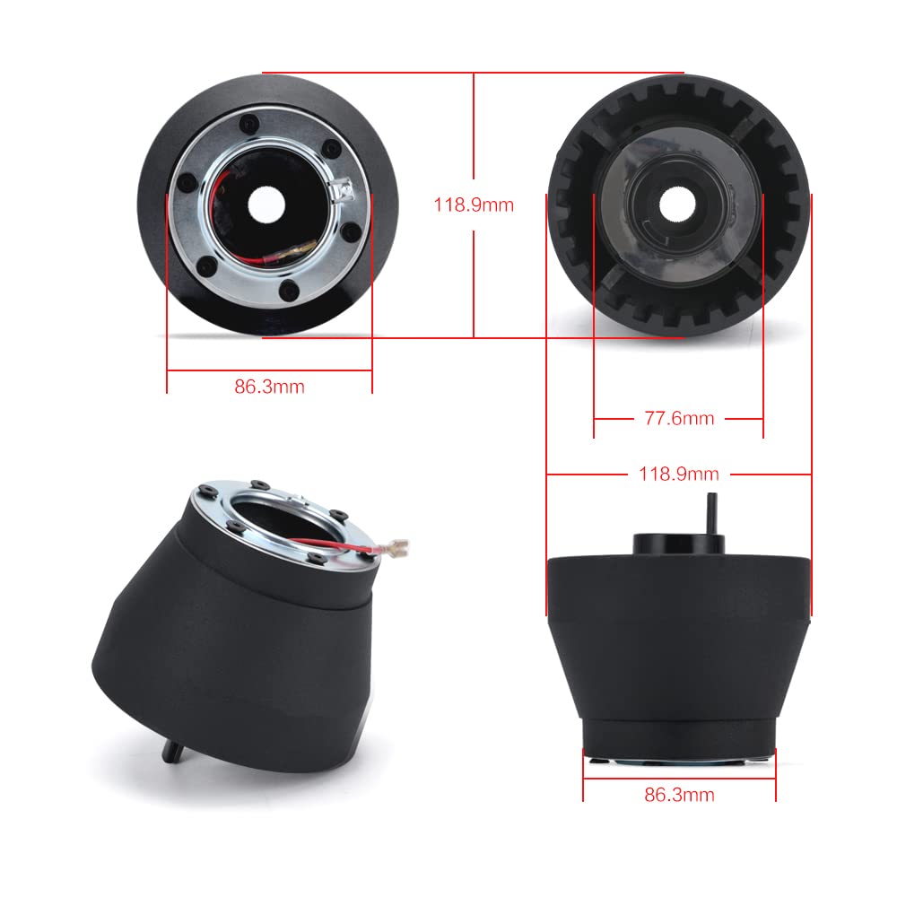 Distanziale Volante Sportivo - Kit Adattatore Per Sterzo Distanziale Volante Alluminio Universale Da 3 Pollici(Nero