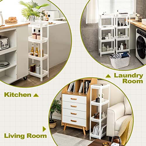 S Afstar 4 Tier Plastic Storage Shelf Rack Set Of 2, 39-Inch Tall Floor Storage Shelving With Drainage Holes, Plastic Narrow Shelves For Small Space, Multipurpose Shelving Unit For Bathroom Laundry thumb #6