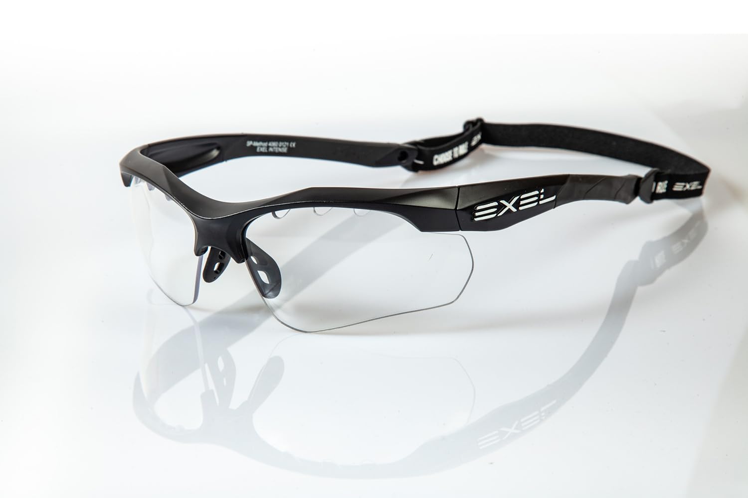 Exel Floorball/Unihockey Schutzbrille Intense Eyeguard, für Jugend und Erwachsene, IFF geprüft, mit Nackenband und Brillenputztuch