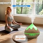 Essential Oil Diffuser for Home 500ML, Ultrasonic Large Diffuser Oil Machine with Remote Control, Aromatherapy Diffusers for Home Office Room, Aroma Diffuser with 14 Color LED & 2 Mist Mode, Brown - Image 5