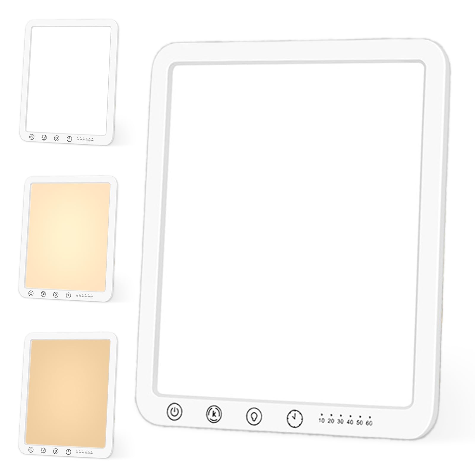 Aicharynic Tageslichtlampe 15000 Lux, UV-freie LED Lichttherapielampe mit 3 Farbtemperaturen, 10 Helligkeitsstufen und 6 Timer, Touch-Control Sonnenlicht Lampe Vollspektrumlampe mit Memory-Funktion