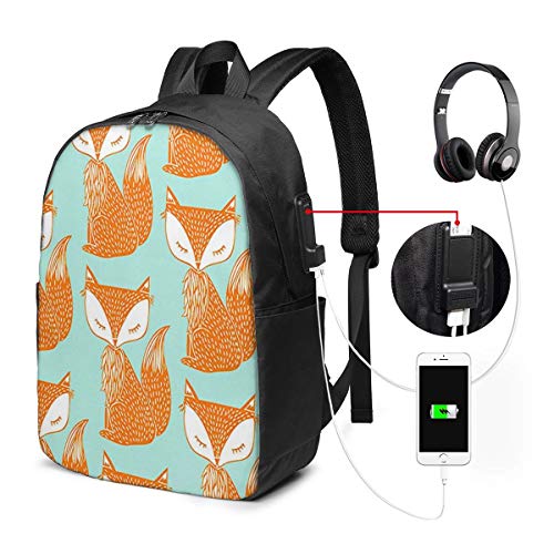 Mochila Portatil 17 Pulgadas Hombre Mujer con Puerto USB  Hermosa Zorra para El Laptop