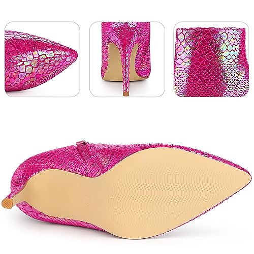 Perphy Snakeskin Printed Metallic Boots Pointed Toe Stiletto Heel Ankle Boots for Women4