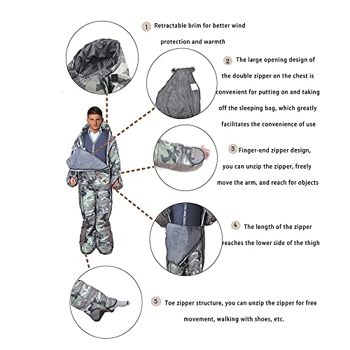 Bolsa de Dormir Usable para Adultos 3 Temporadas Camuflaje XL miniatura 5