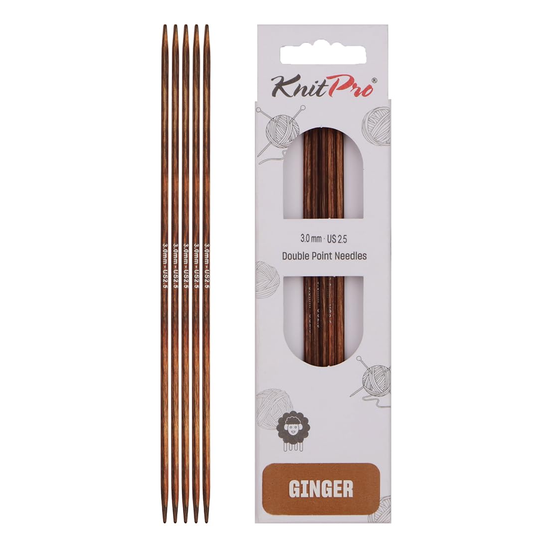 KnitPro Ginger Double Pointed Needles 8" (20cm) | 3.00mm