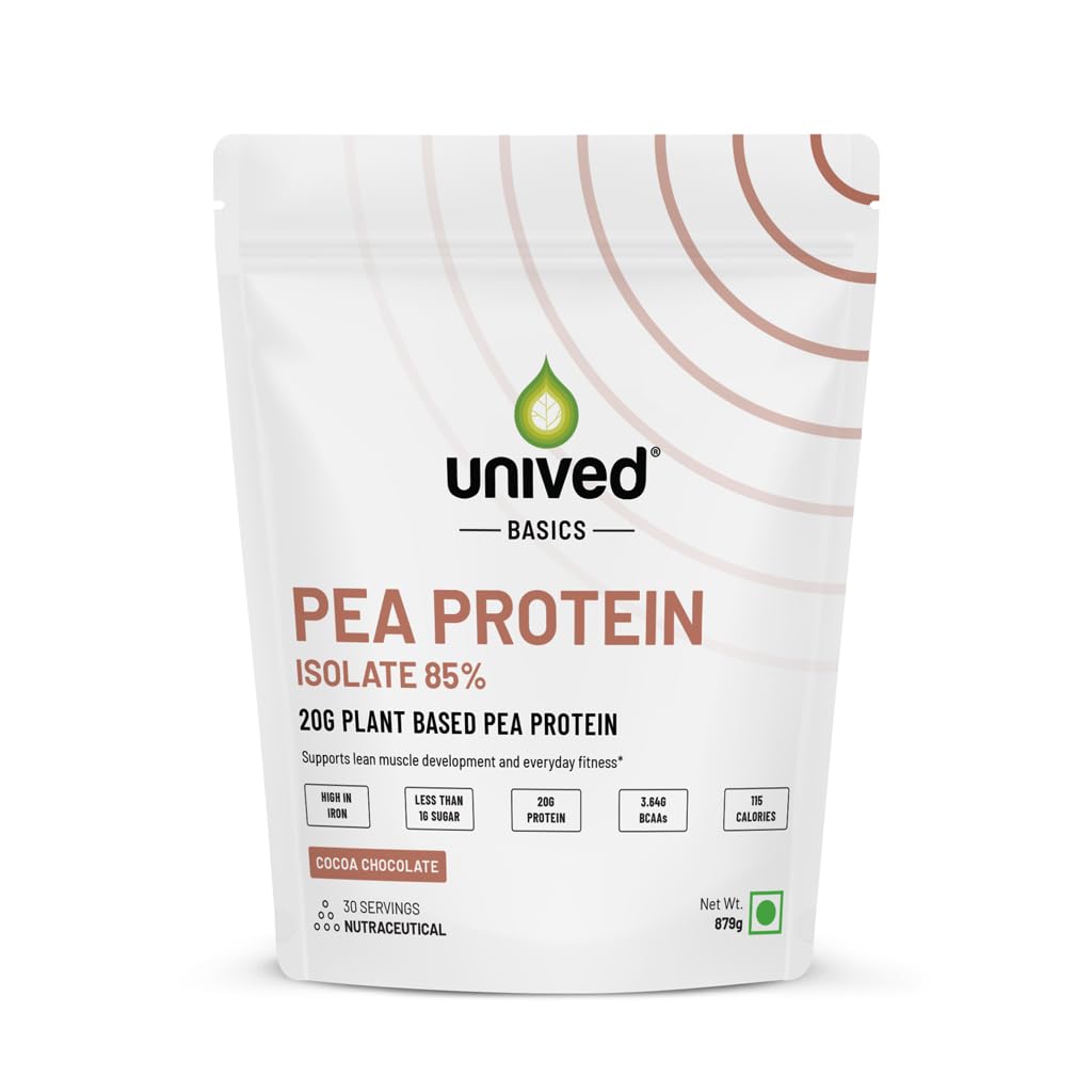 Unived Basics Protein, Pea Protein Isolate, Plant-Based, BCAAs, Amino Acid, For Lean Muscle Development, Non-GMO, Gluten & Dairy Free, Natural (Chocolate 30 Servings)