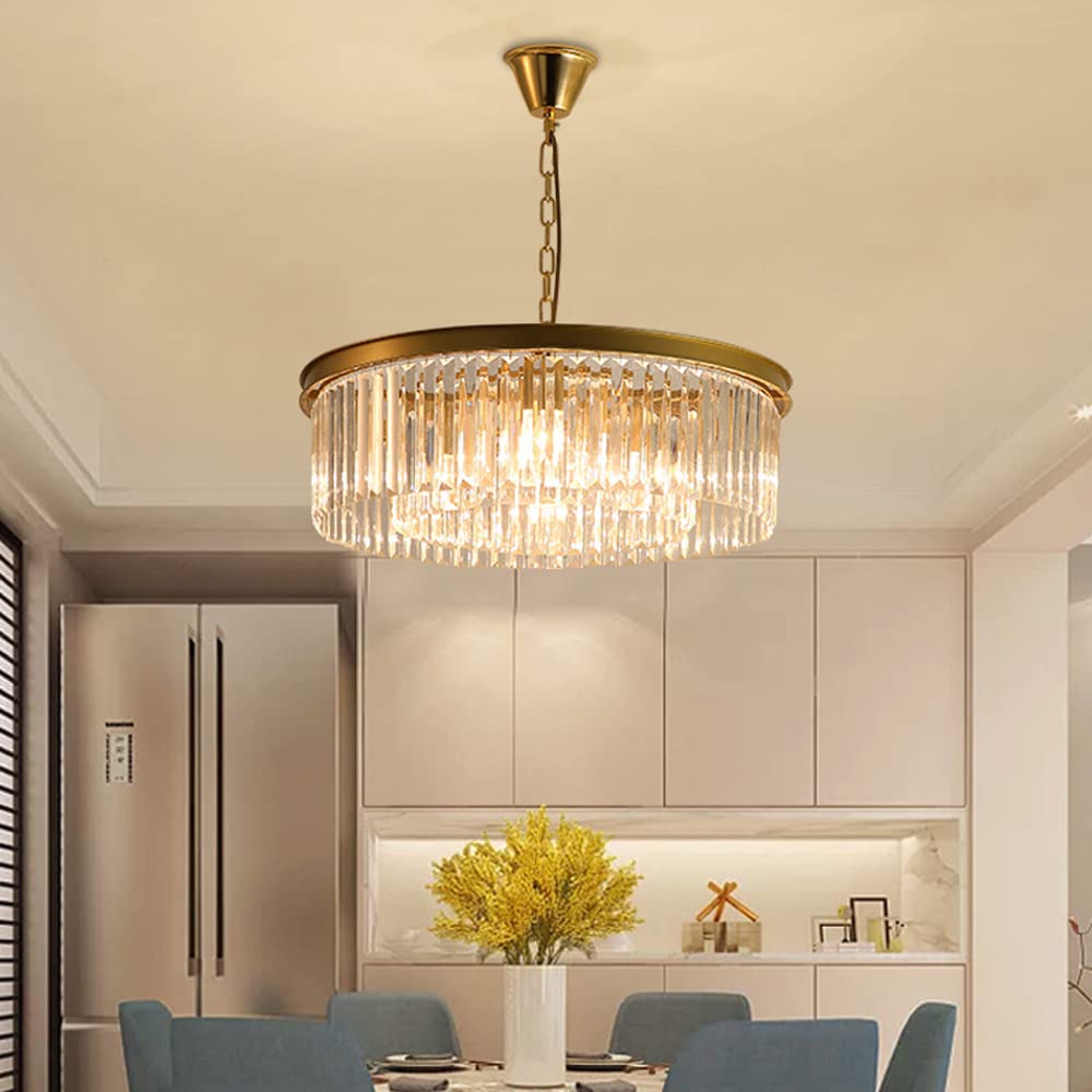 HYJAUSXB Crystal Chandelier Pendant Light Modern French Gold LED Dining Room Lighting