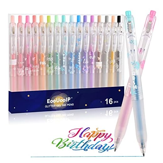 EooUooIP Bolígrafos de Gel de Colores, Retráctiles, 16 Rotuladores de Punta Fina, Tinta de Secado Rápido 0.5 MM para Niños y Adultos Libros para Colorear Garabatos Dibujo