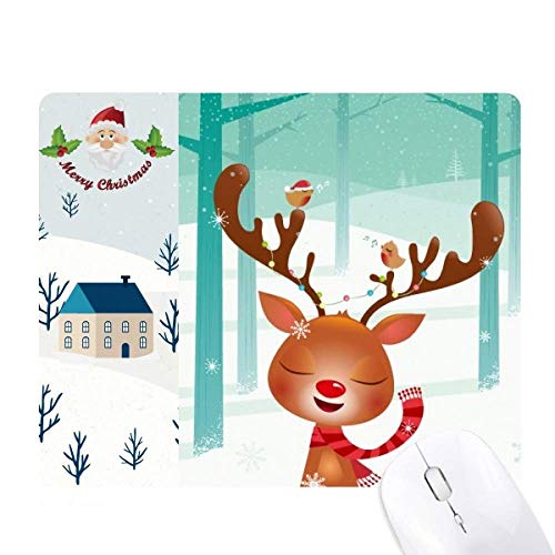 Tapis de souris Noël mignon cerf de fête accessoire bureau maison portable