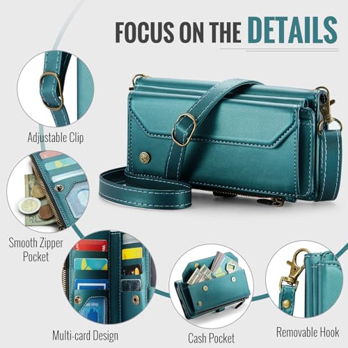 WAWZ for Samsung Galaxy S25 Edge 2025 6.66" Case, Women Men Multi-Function Wallet Case with Stand RFID Blocking Featuring Magnetic Closure Zipper for Samsung Galaxy S25 Edge (Green) by WAWZ - Image 4