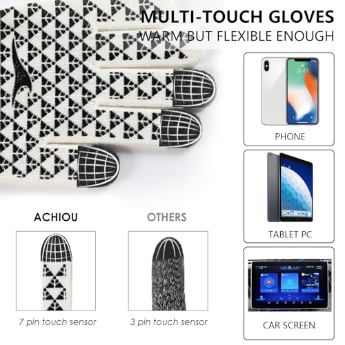Image of Achiou Winter Gloves, Glove for Men Women, Upgraded Touch Screen Texting Warm Running with Thermal Soft Knit Lining