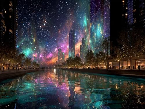 Paint by Numbers Kit for Adults Starry Sky, Paint by Numbers for Beginner City, DIY Painting Art Supplies Kits with Brushes and Acrylic, Room Decor, Spring Decorations Gifts, Art Decor, 28x20in J-8972
