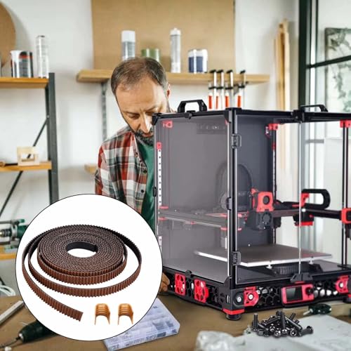 Xiciki Offizieller GT2 Zahnriemen mit 2 Kupfer-Schnalle, Offener Synchronriemen (2mm Teilung, 6 mm Breit) 3D-Drucker-Zubehörteile, 3D-Drucker-Riemen (6mm x 2M)