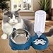 Leefasy Food and Water Feeder Tilted Raised Cat Bowl Unique with Automatic Water Bottle Cat Food Bowl for Pet Small Medium Dogs Cats, Blue