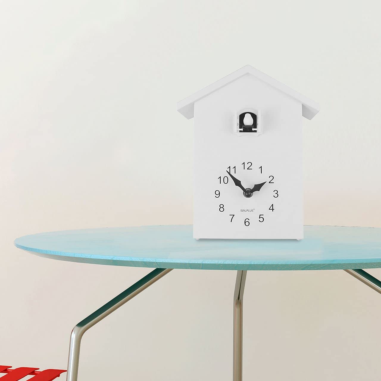 WALPLUS White Minimalist Cuckoo Clock - White Window with Changeable 4 Birds