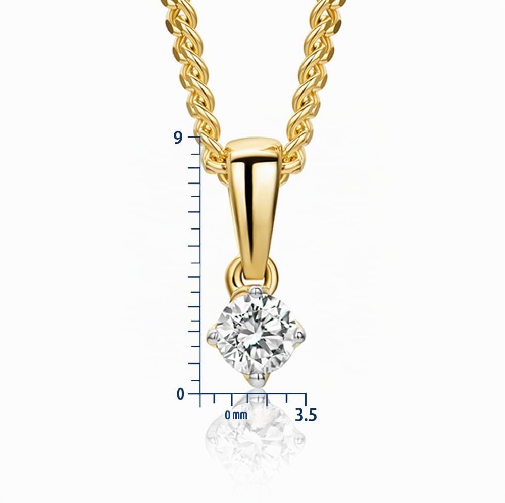 MIORE Collares Mujer, colgante en oro blanco o amarillo de 9 quilates 375, con cadena de plata de ley 925 o de plata chapada en oro de 18 quilates, con diamante de 0,10 ct o 0,15 ct o 0,25 ct