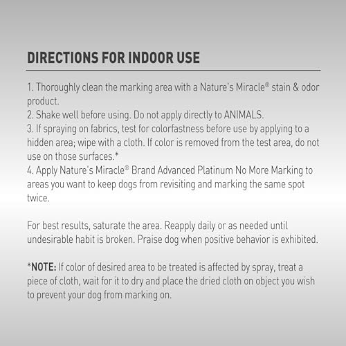 Image of Nature's Miracle Advanced Platinum No More Marking Spray, Gallon | Effective Training Aid to Eliminate Repetitive Marking Indoors, Carpets, Floors, Potty Training Spray for Dogs, Puppies