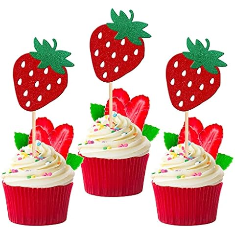 24 PCS Strawberry Cupcake Toppers by ZHUOWEISM Cover