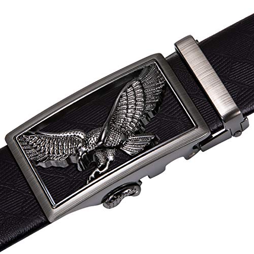 Barry.Wang Ratchet Belt Buckle Strap Replacement 1 3/8”,Leather Belt Straps for 40MM Slide Click Buckle,Trim to Fit3