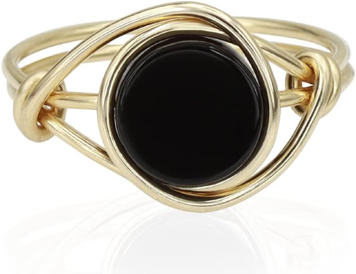 Ardonn Black Onyx Ring for Women - Unique Handmade Gold Filled Emphasizing the Stylish and Versatile Natural - Comfortable and Stylish Gemstone Ring Ardonn Black Onyx Ring for Women - Unique Handmade Gold Filled Emphasizing the Stylish and Versatile Natural - Comfortable and Stylish Gemstone Ring
