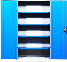 Pie de Acero Gabinete de Herramientas con 4 Baldas Regulables, Sistema de Bloqueo Organizador Herramientas Automotrices para Mecánica y Garaje para el Hogar, Azul (Color : Gray Blue)