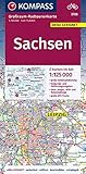 Sachsen: Großraum-Radtourenkarte 1:125000, GPX-Daten zum Download (KOMPASS-Großraum-Radtourenkarte, Band 3708)