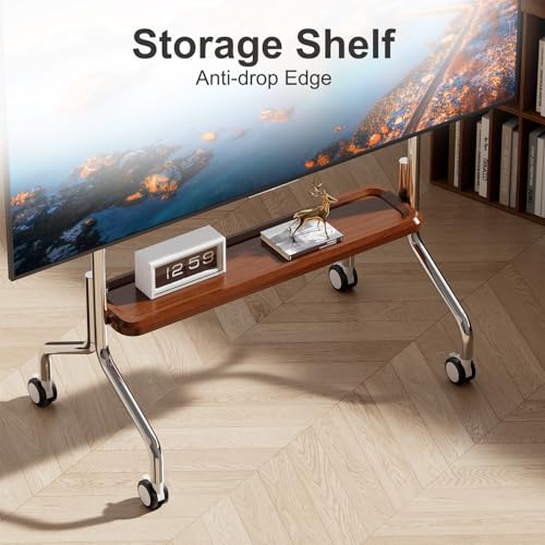 Image of Mobile TV Cart Easel Rolling TV Stand for 32 to 75 Inch LCD LED OLED Flat Panel Screens, Stainless Steel Portable Floor TV Stand with Locking Wheels Hold Up to 110 Lbs Max VESA 600x400mm