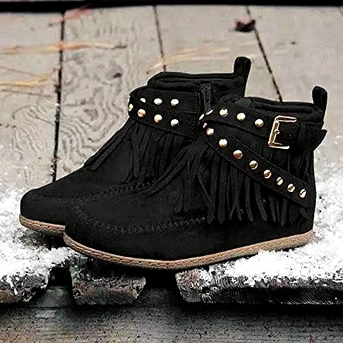 Black Mid Calf Boots For Women Dressy Platform Winter Warm Wedge Chunky Mid Heels Ankle Boots With Side Zipper Boots2