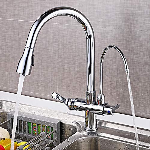 Double robinet de cuisine pour évier rotatif et entretien facile - 3