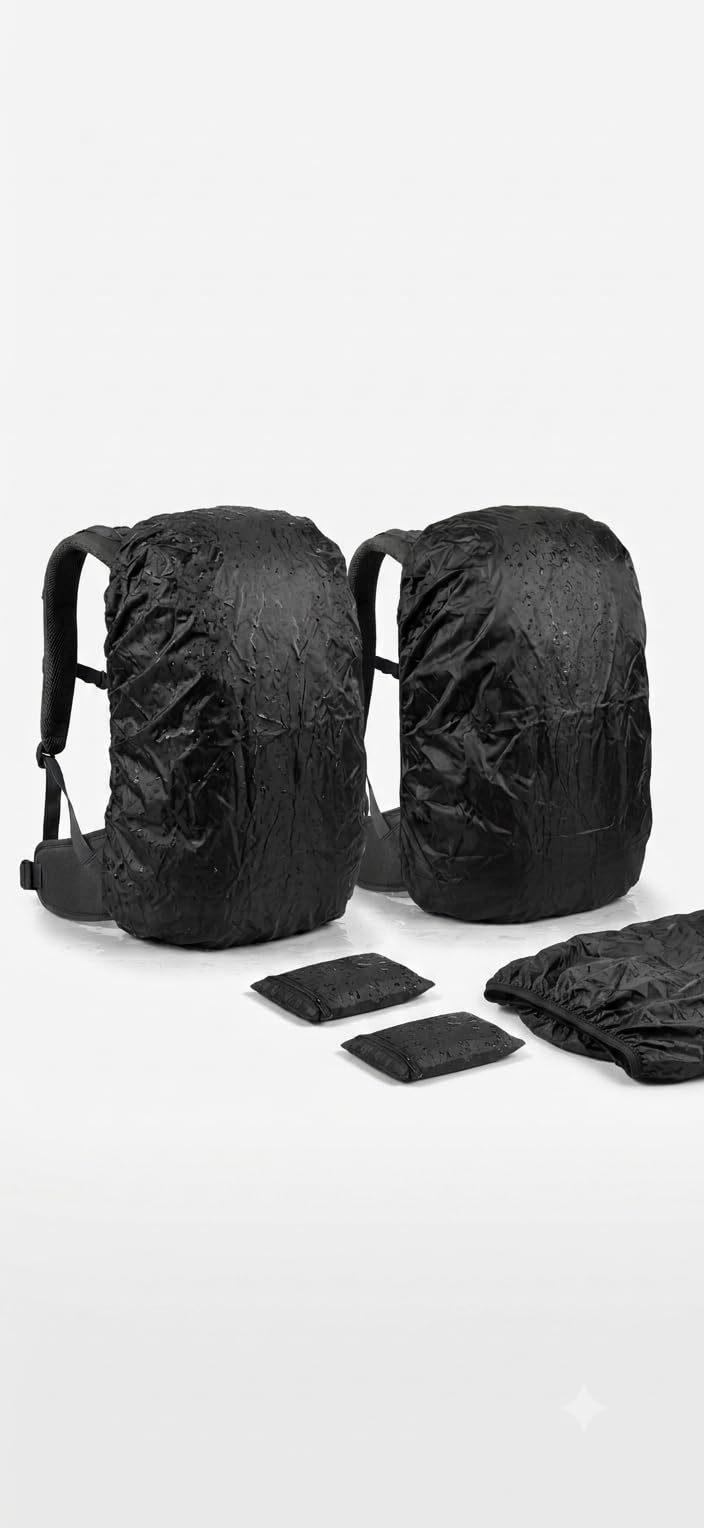 Waterproof Backpack Rain Cover Pack of 2 with Storage Pouch, Black | Dustproof & Anti-Theft, Universal Fit Design, Tear-Resistant Material, Lightweight & Foldable, Travel & Hiking Use-picture-22