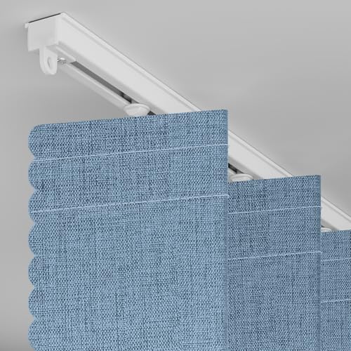 Image of AJAZZ 100% Blackout Accordion Door Accordion Doors Interior Invisible Folding Door Magnetic Curtain for Bedroom Living Room Doorway Curtain Sets Included Tracks (1Panel, 53W x 79 L, Blue)