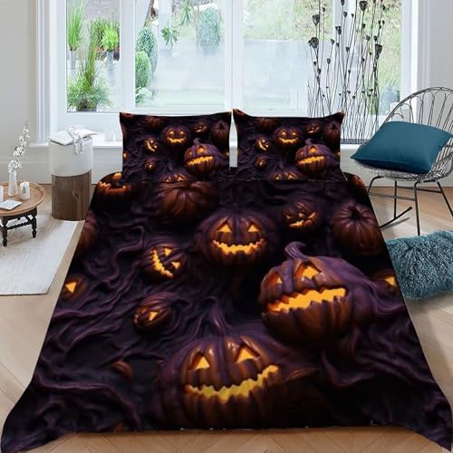 Citrouille imprimé 3D housse de couette microfibre pour chambre fille