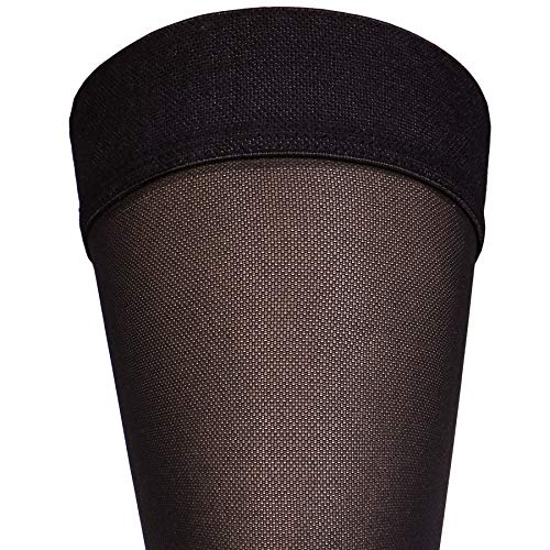Image of NuVein Medical Compression Stockings, 20-30 mmHg Support, Soft Comfort Microfiber, Thigh Length, Open Toe, Black, Small