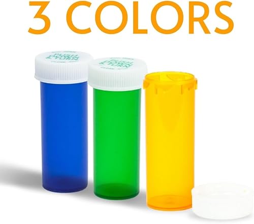 Miniatura 4 de Five Star Supplies - Botellas de plástico para píldoras, tapas 100% resistentes a los niños, frasco de recetas para pastillas, Push N Turn - Azul -
