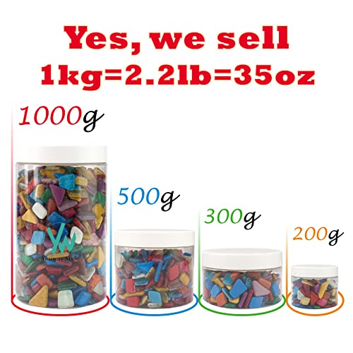 Youway Style 1000G Glass Mosaic Tiles For Crafts, Stained Mosaic Glass Pieces,Iridescent Glitter Glass Gems For Craft Kits For Adults,Education Mosaic Supplies(2.2 Pounds/1Kg) #TOP1