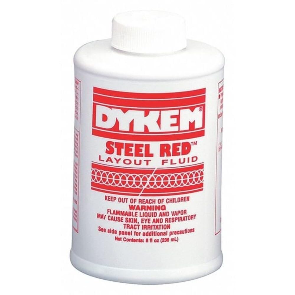 Dykem Steel Red Layout Fluid (80496, 8oz Brush-in-Cup, 240 ml).