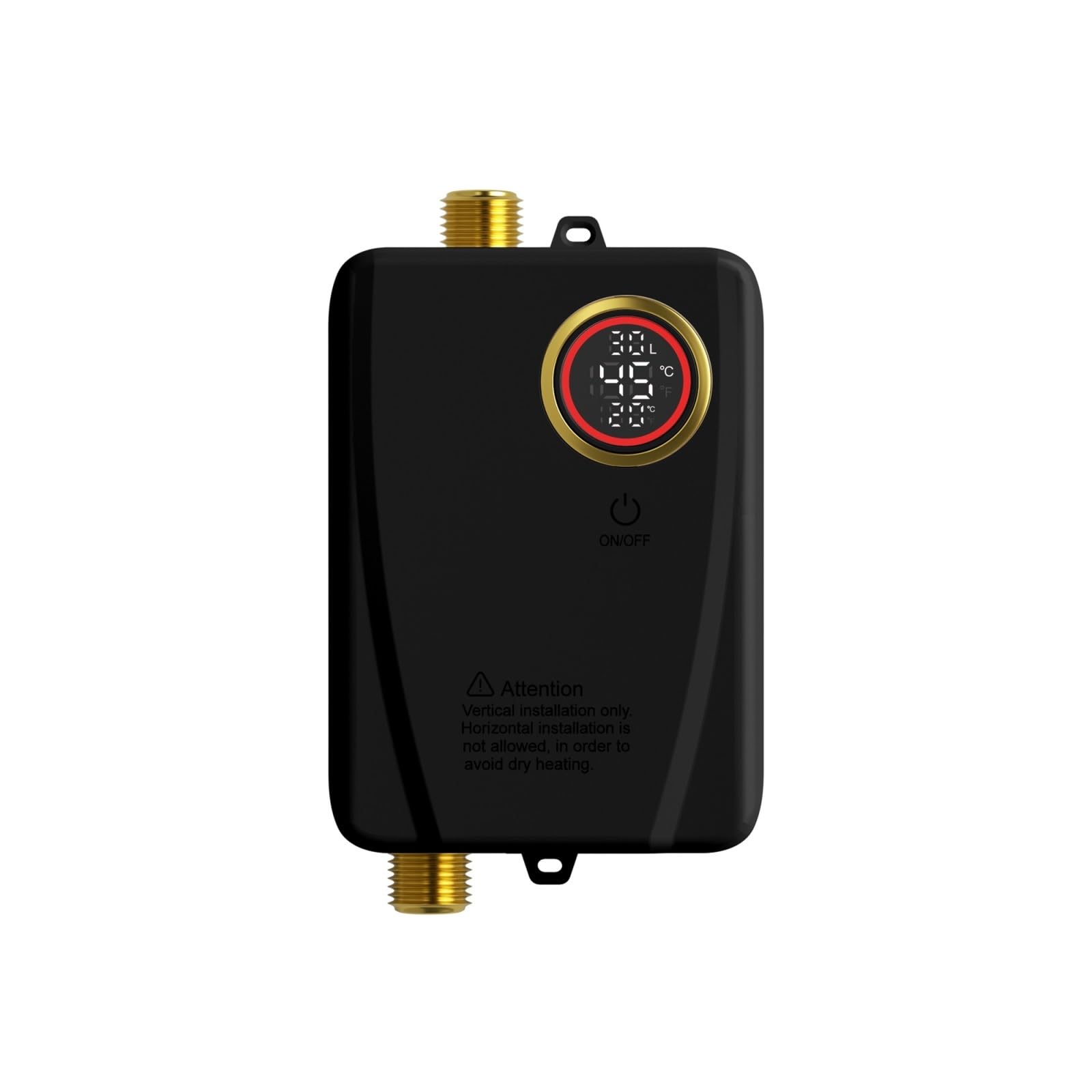 Calentador de Agua eléctrico for baño, Cocina, Calentador de Agua montado en la Pared, Ducha Caliente, Pantalla LCD de Temperatura(Nero)