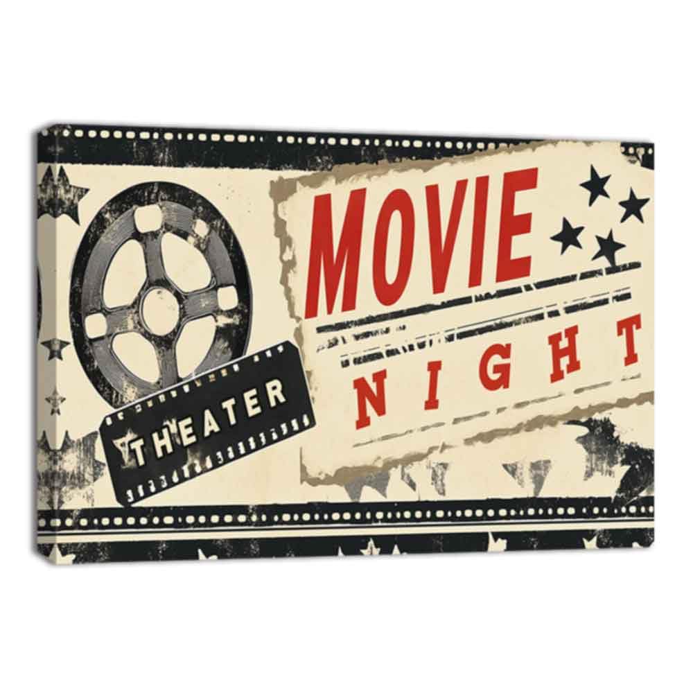 ZQQART Film Leinwandbild Wandbild Filmrollen Gemälde Drucke Filmschild Bild Dekor Kunstwerk Medienraum Heimkino Wand gerahmt(Rot,60x90cm)