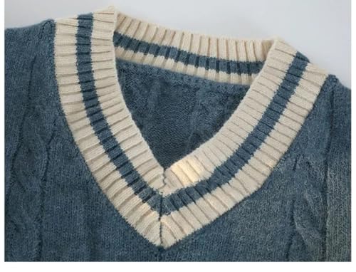 Men’s Autumn Winter V-Neck Sweater Knit Pullover Contrast Color Casual Pajamas Daily Wear Top3