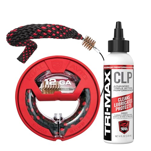 Real Avid Bore Cleaning Combo | Bore Boss 12 Gauge Cleaning Kit | Bore Cleaning Cable w/Integrated Brush & Mop + 4oz CLP Gun Cleaner | Elite Gun Cleaning Kit + Gun Oil | Shotgun Cleaning Kit 12 Gauge
